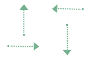 Versatile green dotted arrows set diverse styles isolated on white background