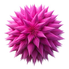 Fuzzy Pink Sphere: Abstract 3D Render of a Spiky, Textured Ball - Modern Art, Vibrant Color, Unique Design Element, Isolated on White Background