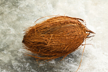 Natural exotic brown hairy coconut