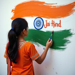 Girl Painting Indian Flag