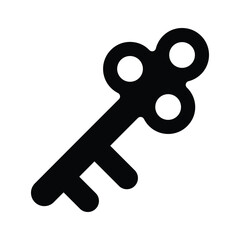 Stylish glyph style icon of old vintage key