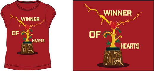 Hearts winner t-shirt design vector illustration
