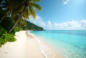 tropical beach with coconut trees