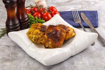 Roasted chicken thighs  with spices