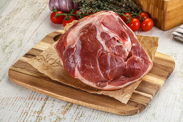 Raw pork knuckle for cooking