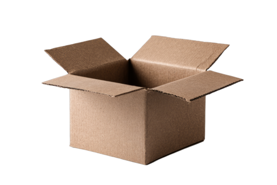cardboard box closeup on transparent background