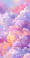 Fototapeta premium Pastel cloudscape, vibrant colors, soft textures