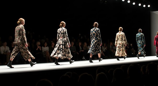 Stylish models showcase the latest fashion trends on the runway during a captivating fashion show event