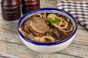 Japanese Ramen soup with duck