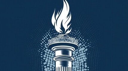 Illustration of a Happy 4th of July Banner design showing an interpretation of a liberty torch