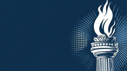 Illustration of a Happy 4th of July Banner design showing an interpretation of a liberty torch