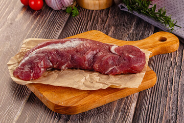 Raw pork meat tenderloin fillet