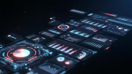 Futuristic data visualization dashboard with analytics graphs - Powered by Adobe