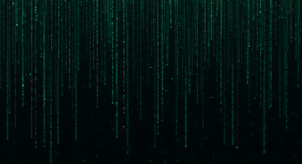 Digital Rain Effect Abstract Matrix-Inspired Background with Glowing Green Code Falling on a Dark Gradient