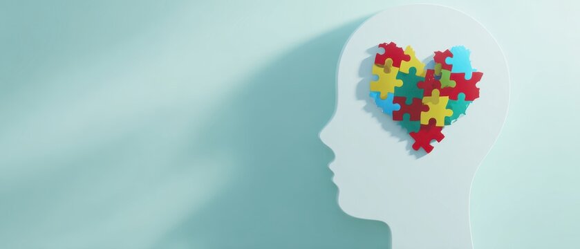 The colorful heart puzzle representing compassion and creativity in the mind. - Powered by Adobe