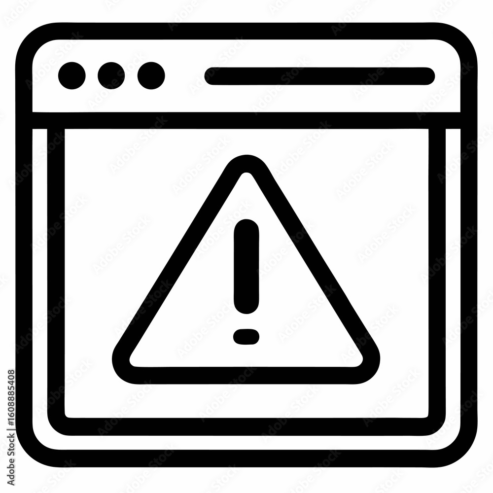 Poster browser warning popup outline icon – black vector for online security alerts