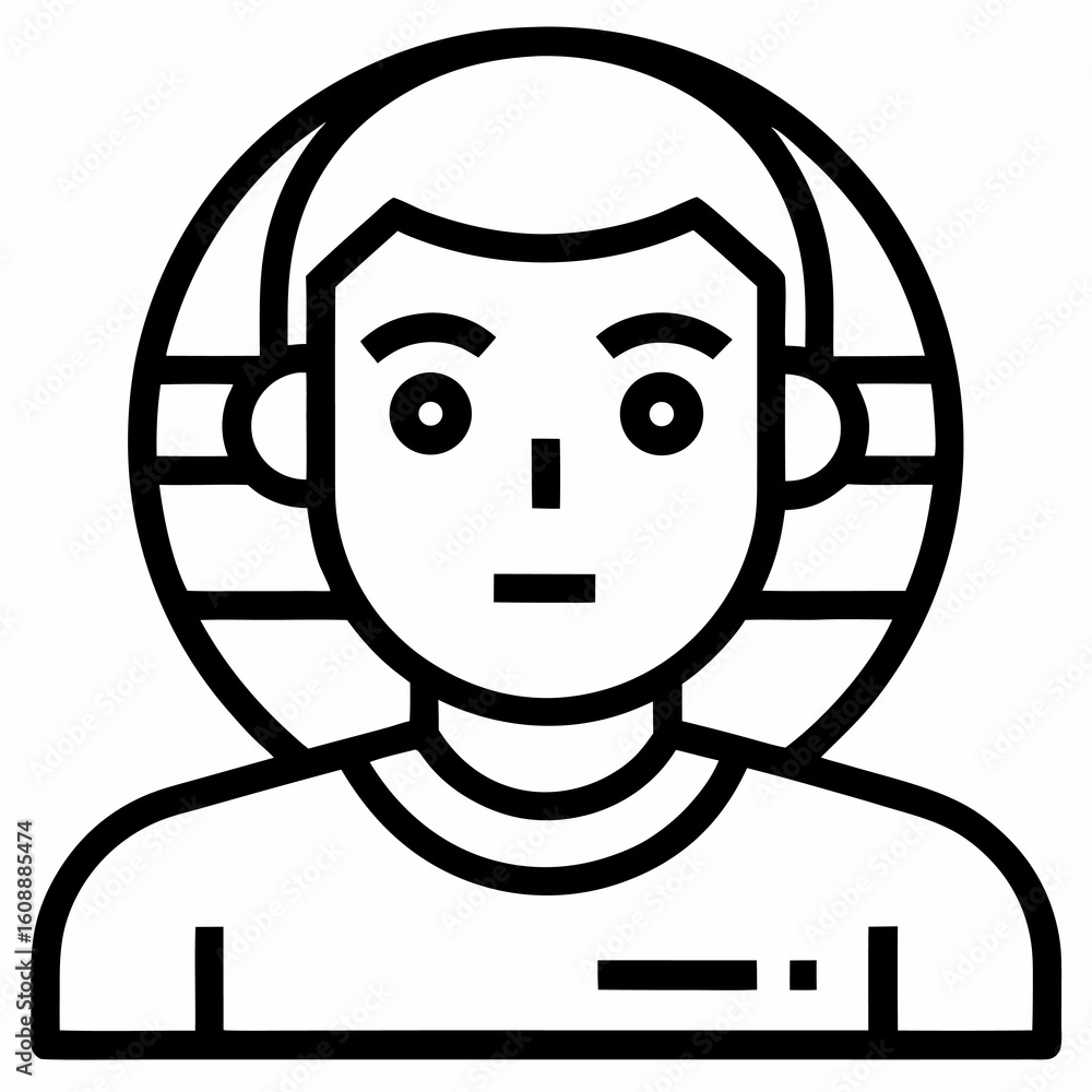 Aufkleber ai face scan outline icon – digital verification & access control