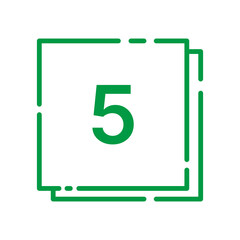 Square Number Tag – 5 (Double Line, Vivid Colors)