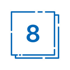 Square Number Tag – 8 (Double Line, Vivid Colors)