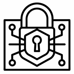 Digital Encryption Key Icon – Line Art for Secure Communication & Protection


