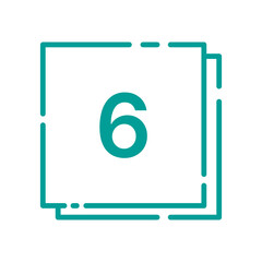 Square Number Tag – 6 (Double Line, Vivid Colors)