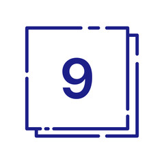 Square Number Tag – 9 (Double Line, Vivid Colors)