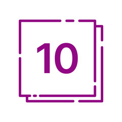 Square Number Tag – 10 (Double Line, Vivid Colors)