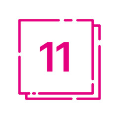 Square Number Tag – 11(Double Line, Vivid Colors)