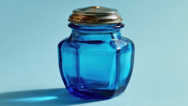 Cobalt blue glass jar with metal lid