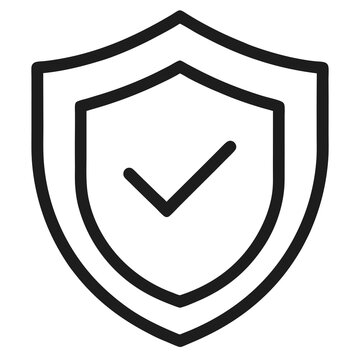 recommend clip art: Shield with Checkmark Icon – Black Outline Vector for Verified Security and Protection