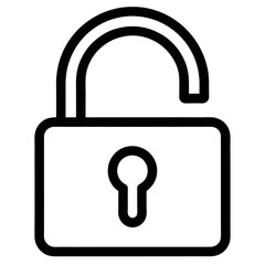 Open Lock Icon – Minimal Black Line Vector for Privacy and Access Concept