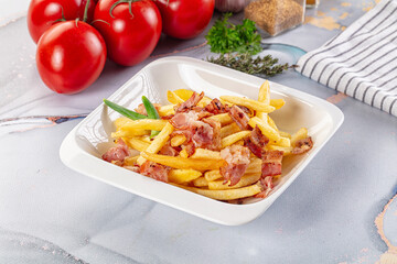 French fry potato with bacon