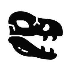 Handy glyph icon of giant dinosaur skull
