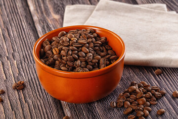 Roasted brown araboca coffee beans