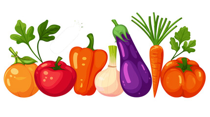 Cartoon Vegetables Set with Transparent Background