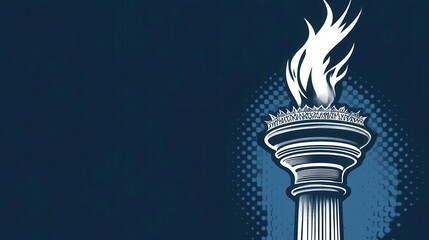 Illustration of a Happy 4th of July Banner design showing an interpretation of a liberty torch