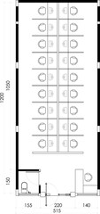 Office Floor Plan with Cubicle Workstations and Seating Area. 2
