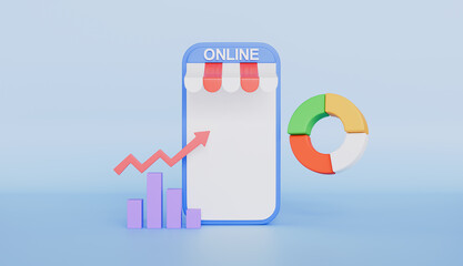 Smartphone analysis business app, Phone with diagram, Finance analysis concept