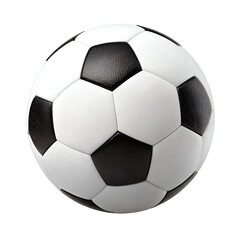 Classic black and white soccer ball isolated on transparent background