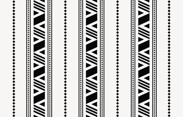 Ethnic tribal black and white stripe background. Seamless tribal pattern, folk embroidery, tradition geometric  ornament. Traditional design for fabric, textile, print, rug, paper, carpet

