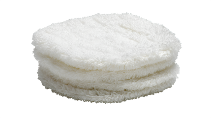 A miniature, soft washcloth, specifically designed for gentle cleansing of a baby's sensitive scalp affected by cradle cap, isolated on a pure Transparent background.