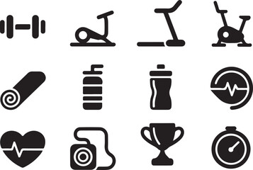 Obraz premium Fitness Icons Set for Gym, Sports and Health