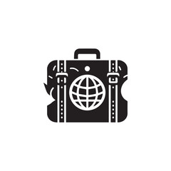 Travel Bag silhouette black and white vector icon