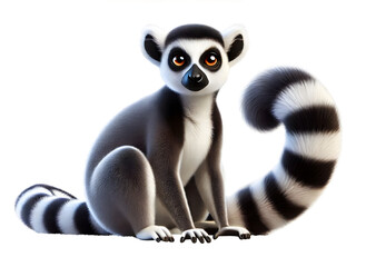 Fototapeta premium Realistic 3D Style Lemur Illustration Isolated on Transparent Background