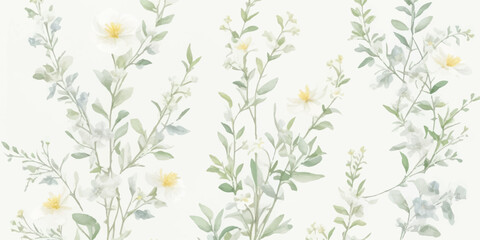 Neutral Floral Watercolor Collection &ndash; Ivory Flowers with Butter Yellow Accents and Dusty Green Leaves in Transparent Clipart Set
