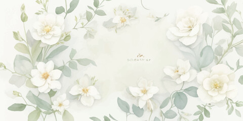 Fototapeta premium Neutral Floral Watercolor Collection – Ivory Flowers with Butter Yellow Accents and Dusty Green Leaves in Transparent Clipart Set 