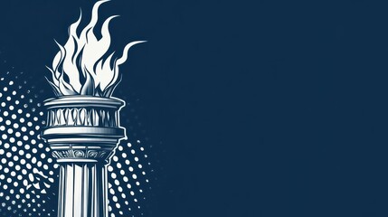 Illustration of a Happy 4th of July Banner design showing an interpretation of a liberty torch