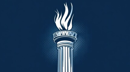 Illustration of a Happy 4th of July Banner design showing an interpretation of a liberty torch