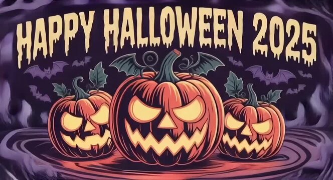 2025 "HALLOWEEN" text background.4k videos.