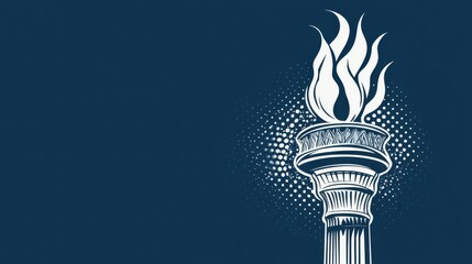Illustration of a Happy 4th of July Banner design showing an interpretation of a liberty torch